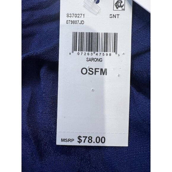 Becca By Rebecca Virtue Blue Fringe Sarong One Size Beach Coverup Swim Resort - Picture 3 of 4